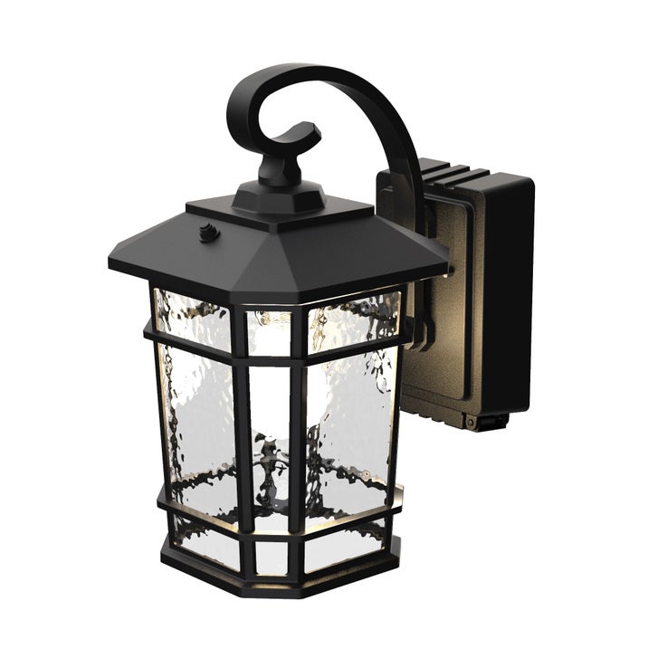 Koda outdoor LED wall lantern with integrated power outlet sourced through Costco