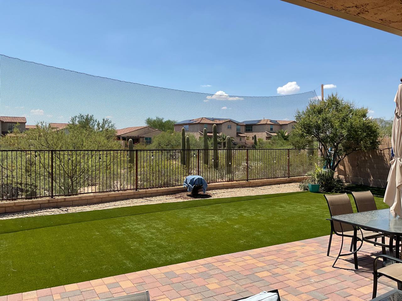 Backyard sports netting installed above a Tucson yard