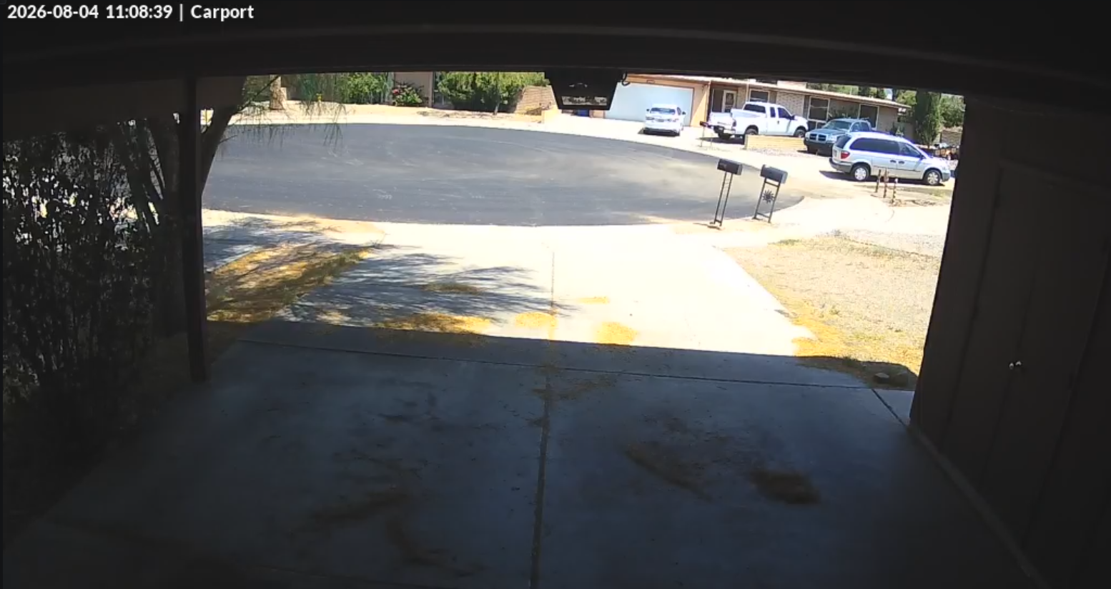 UniFi camera view of a Tucson carport